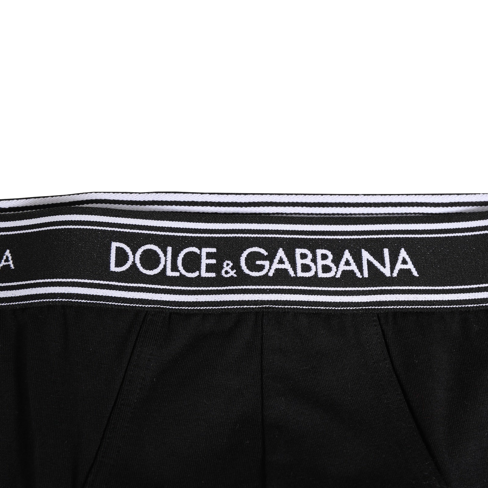 Dolce & Gabbana Black Cotton Stretch Logo Print Brief Underwear