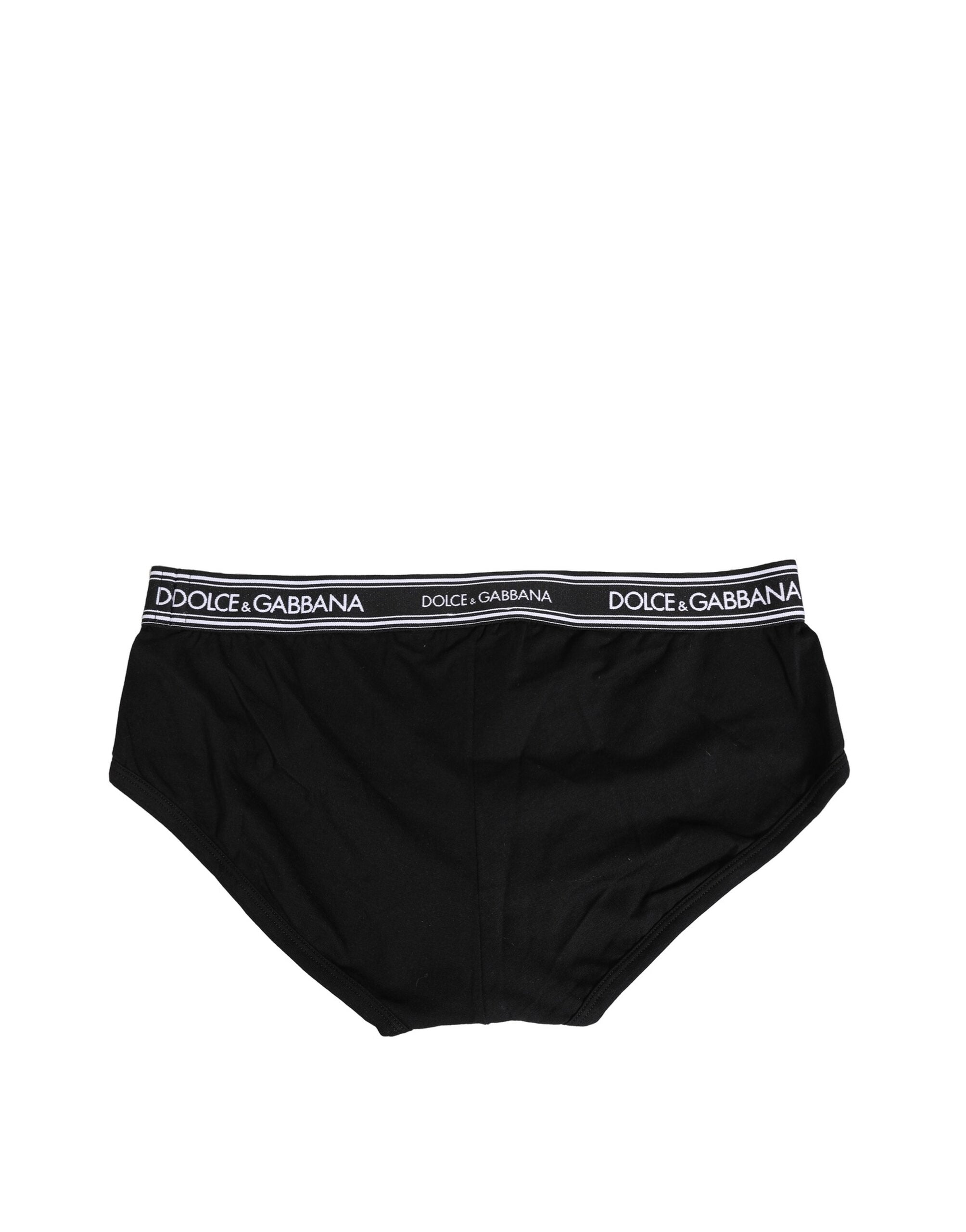 Dolce & Gabbana Black Cotton Stretch Logo Print Brief Underwear