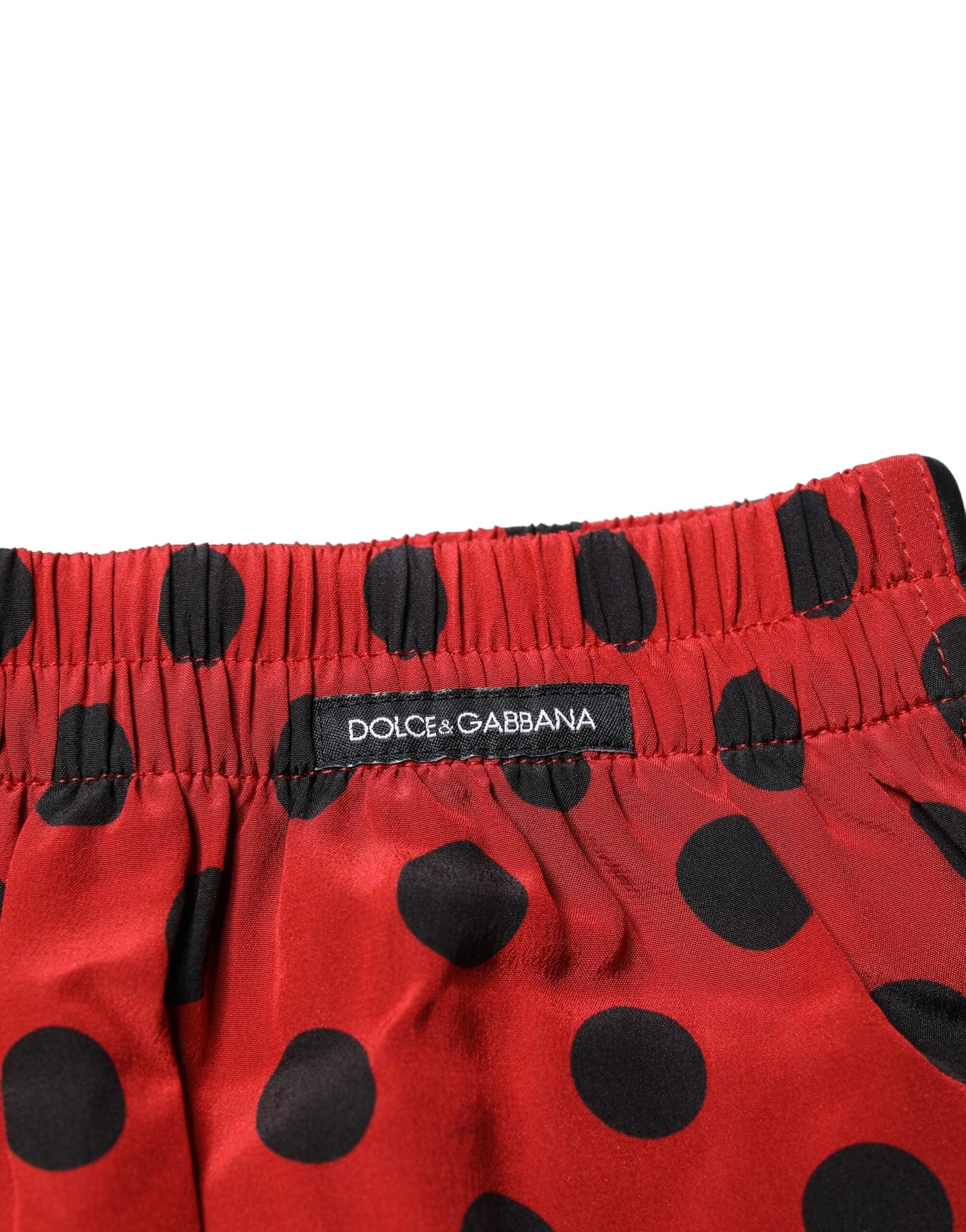 Dolce & Gabbana Red Silk Polka Dot Boxer Shorts Underwear