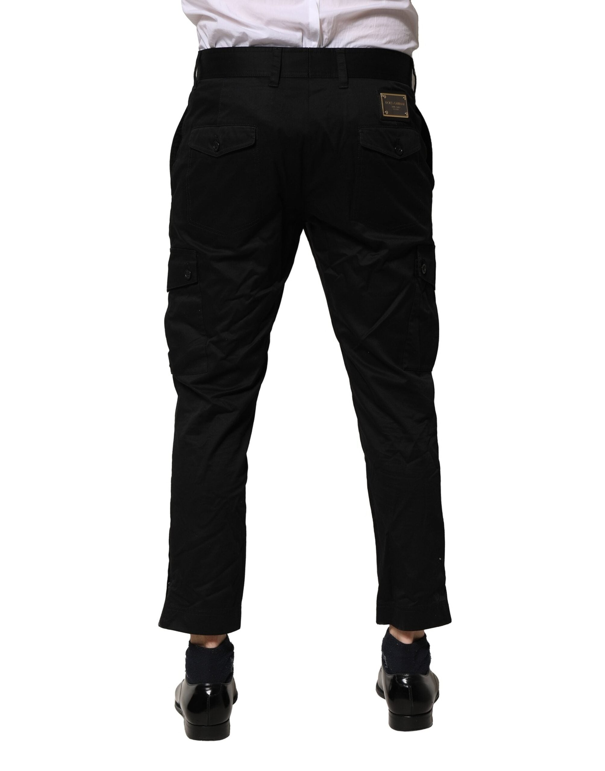 Dolce & Gabbana Black Cotton Dress Slim Formal Pants