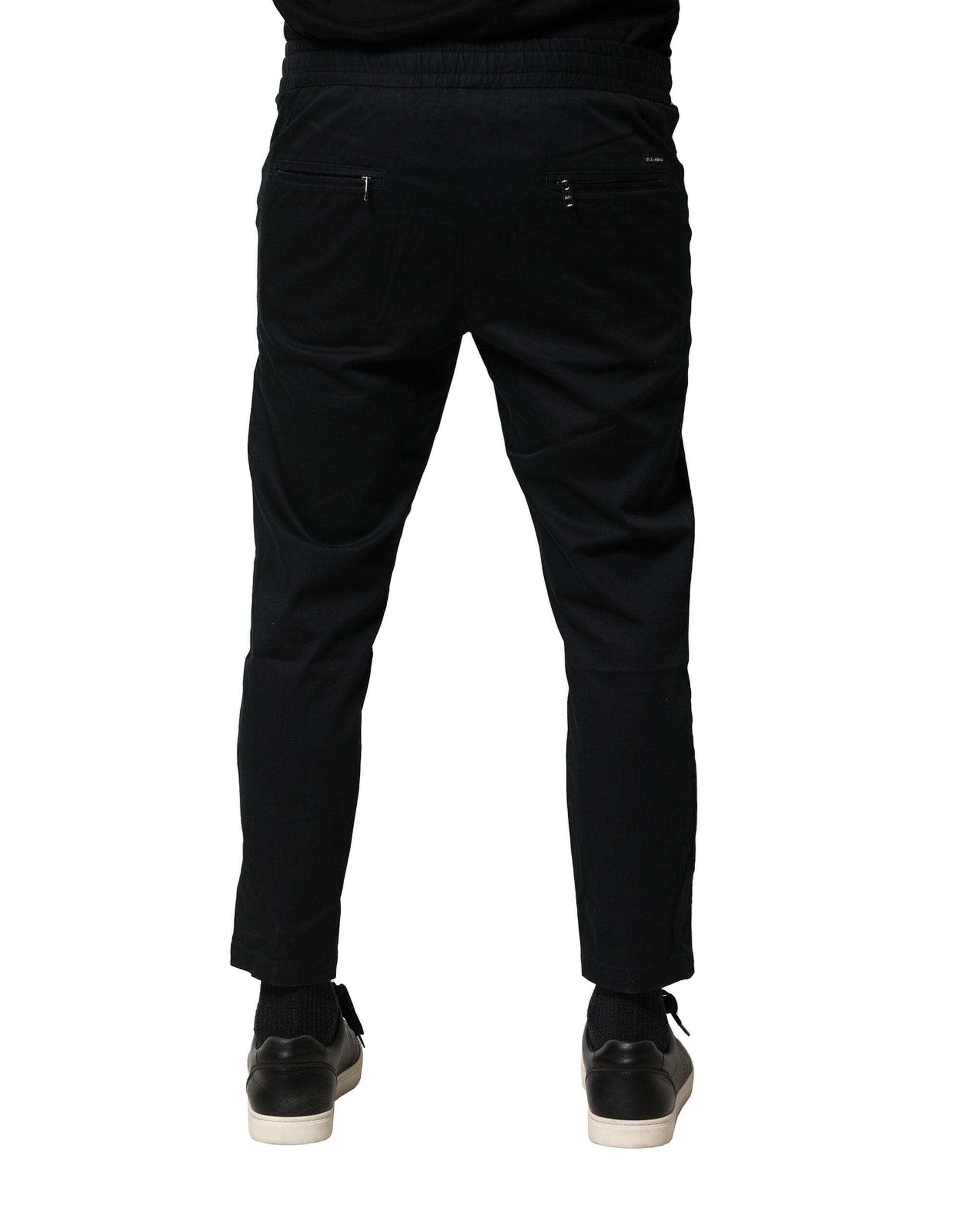 Dolce & Gabbana Black Cotton Mid Waist Jogger Pants