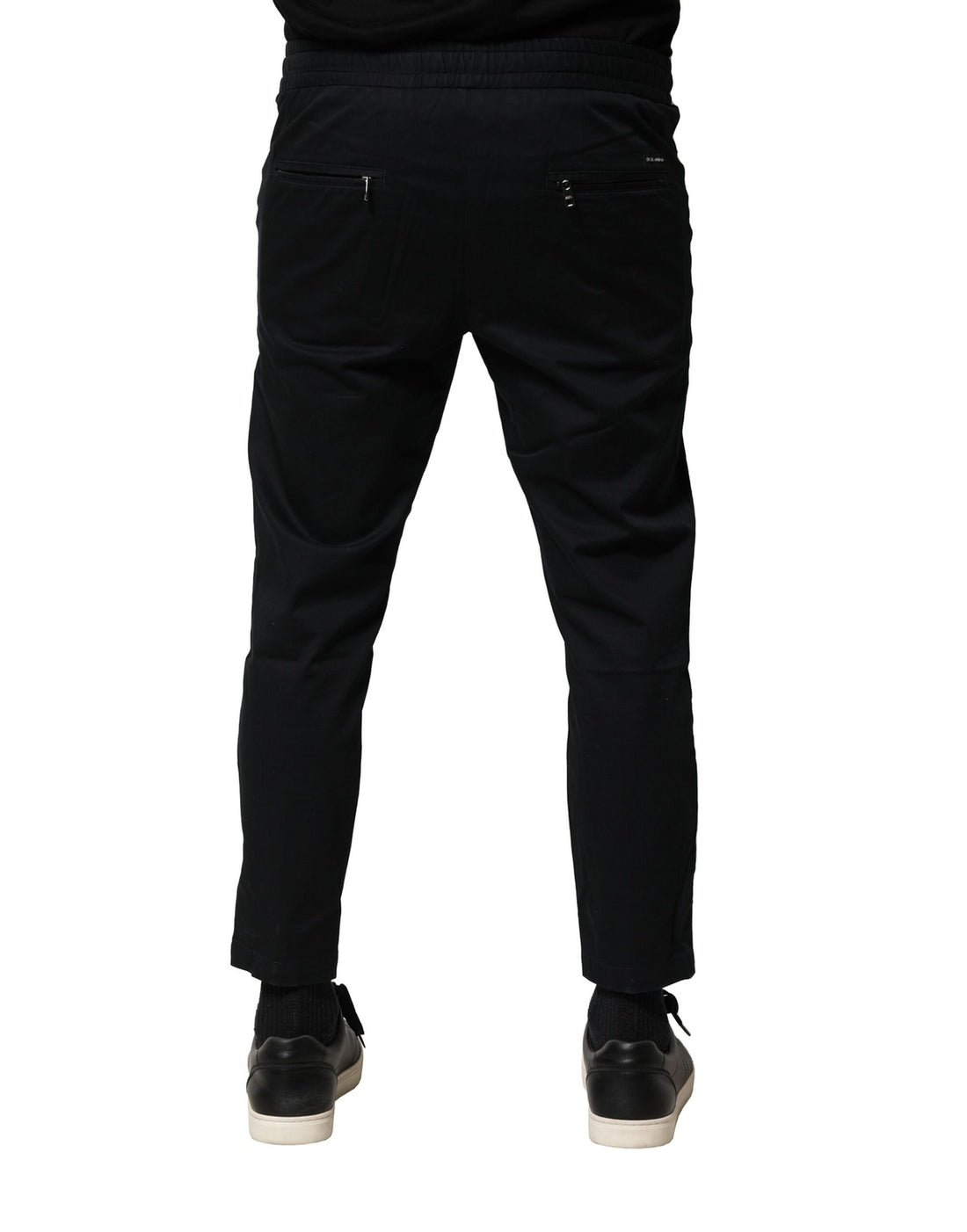 Dolce & Gabbana Black Cotton Mid Waist Jogger Pants