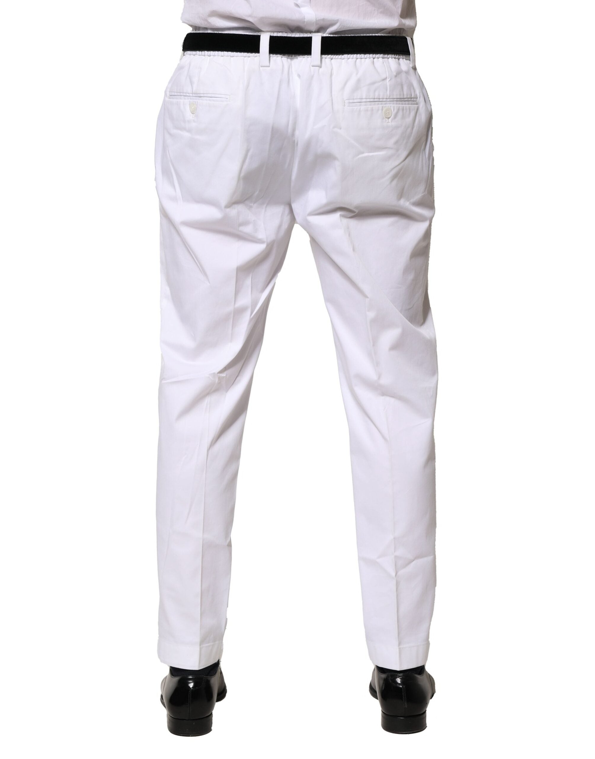 Dolce & Gabbana White Cotton Dress Slim Formal Pants