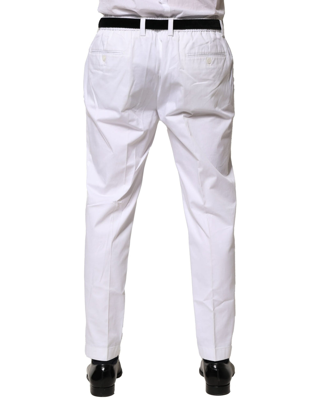 Dolce & Gabbana White Cotton Dress Slim Formal Pants