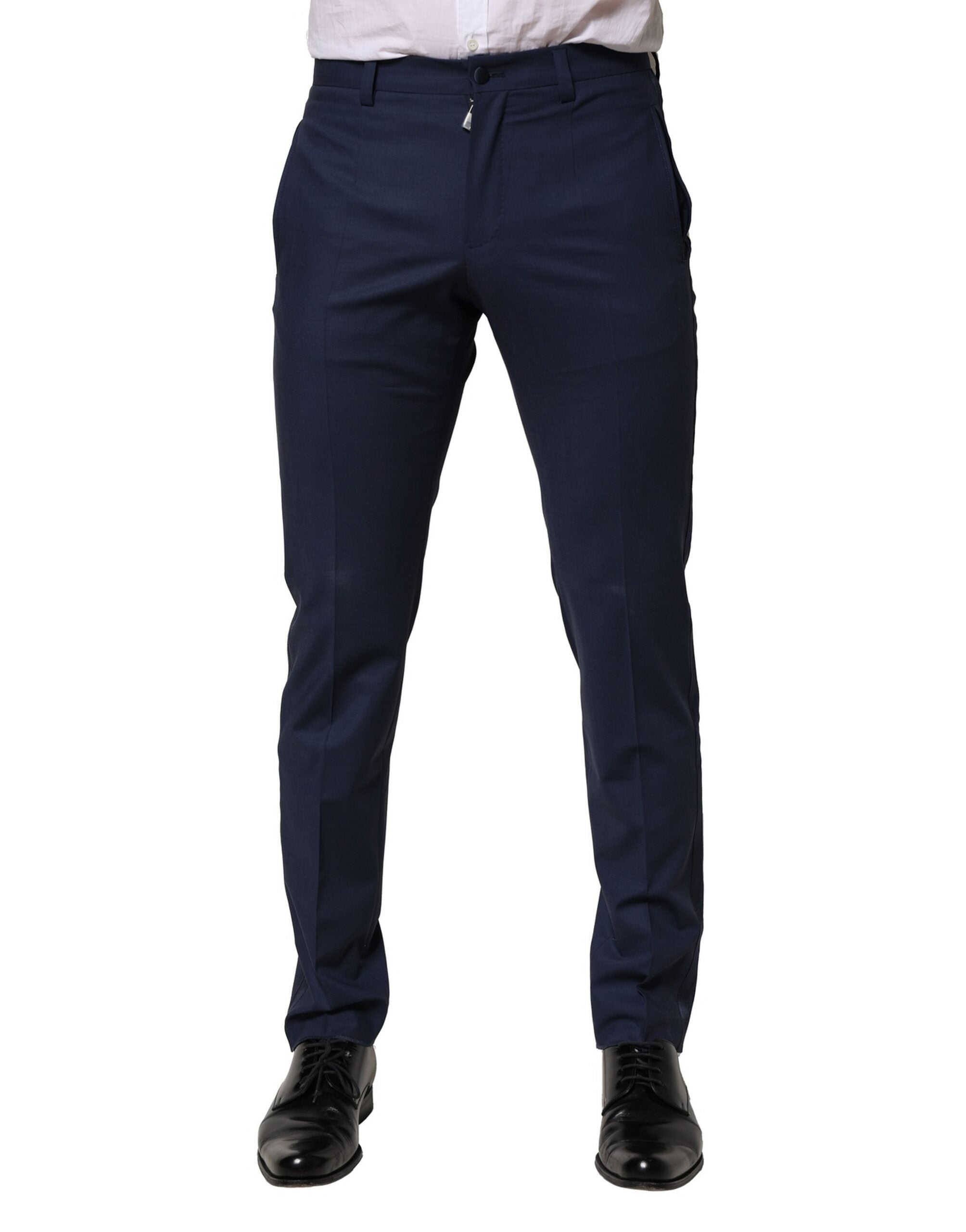 Dolce & Gabbana Dark Blue Wool Dress Formal Pants
