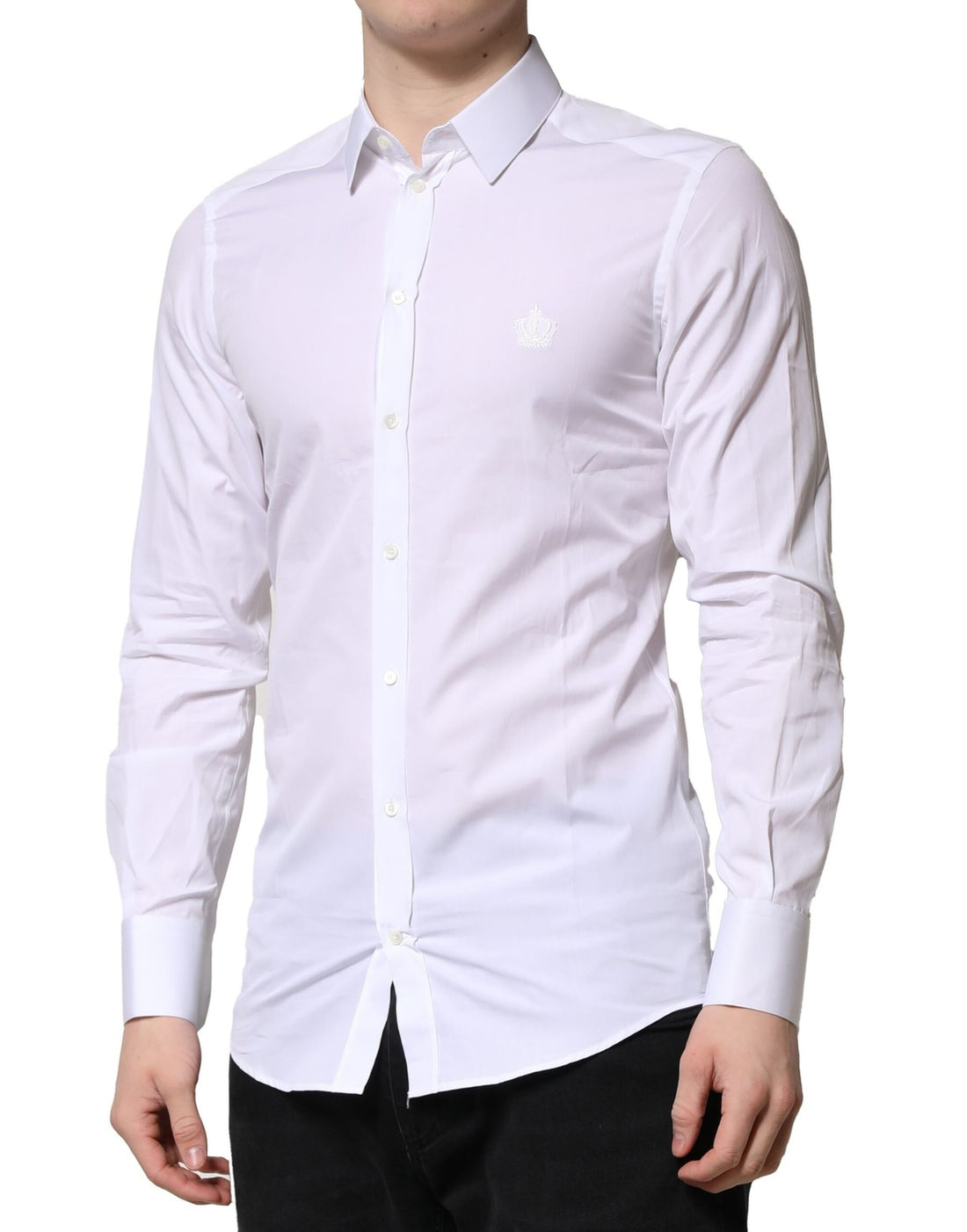 Dolce & Gabbana White GOLD Long Sleeves Men Dress Formal Shirt