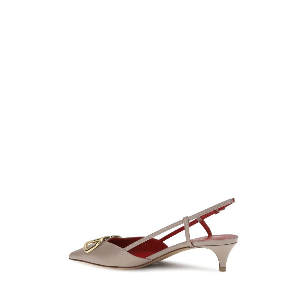 Valentino Garavani Gray Calf Leather Bos Taurus Mid Heel Pumps