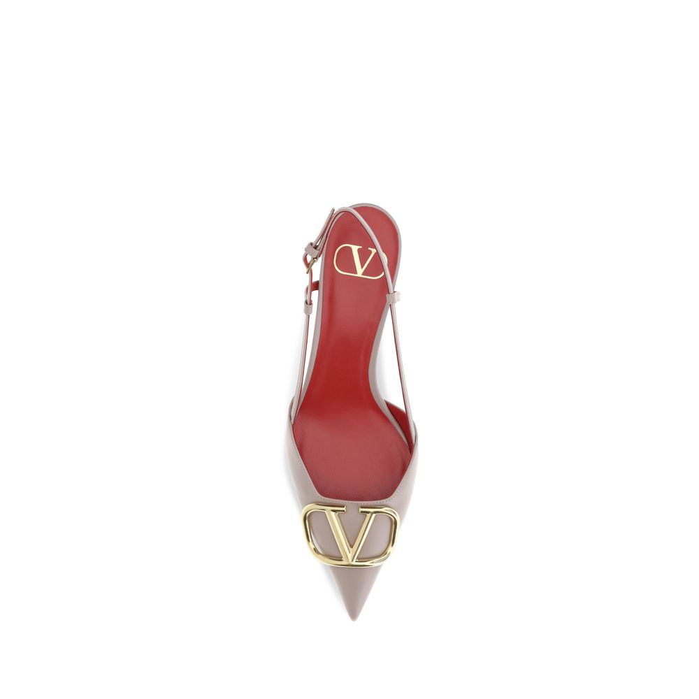 Valentino Garavani Gray Calf Leather Bos Taurus Mid Heel Pumps