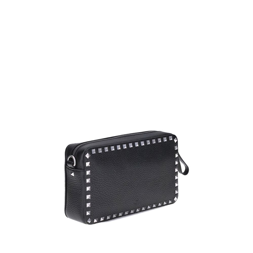 Valentino Garavani Black Calf Leather Bos Taurus Shoulder Bag