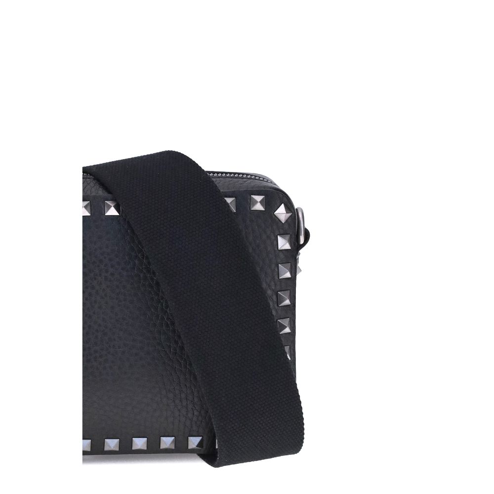 Valentino Garavani Black Calf Leather Bos Taurus Shoulder Bag