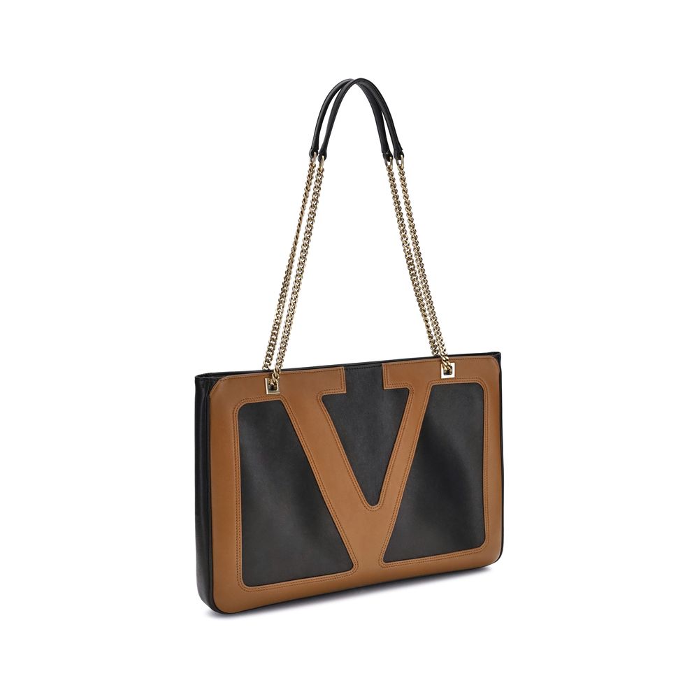 Valentino Garavani Black Calf Leather Bos Taurus Shoulder Bag