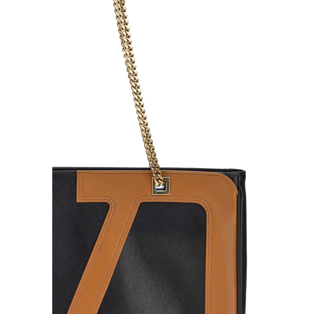 Valentino Garavani Black Calf Leather Bos Taurus Shoulder Bag