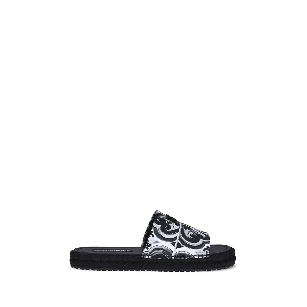 Dolce & Gabbana Black Cotton Sandals