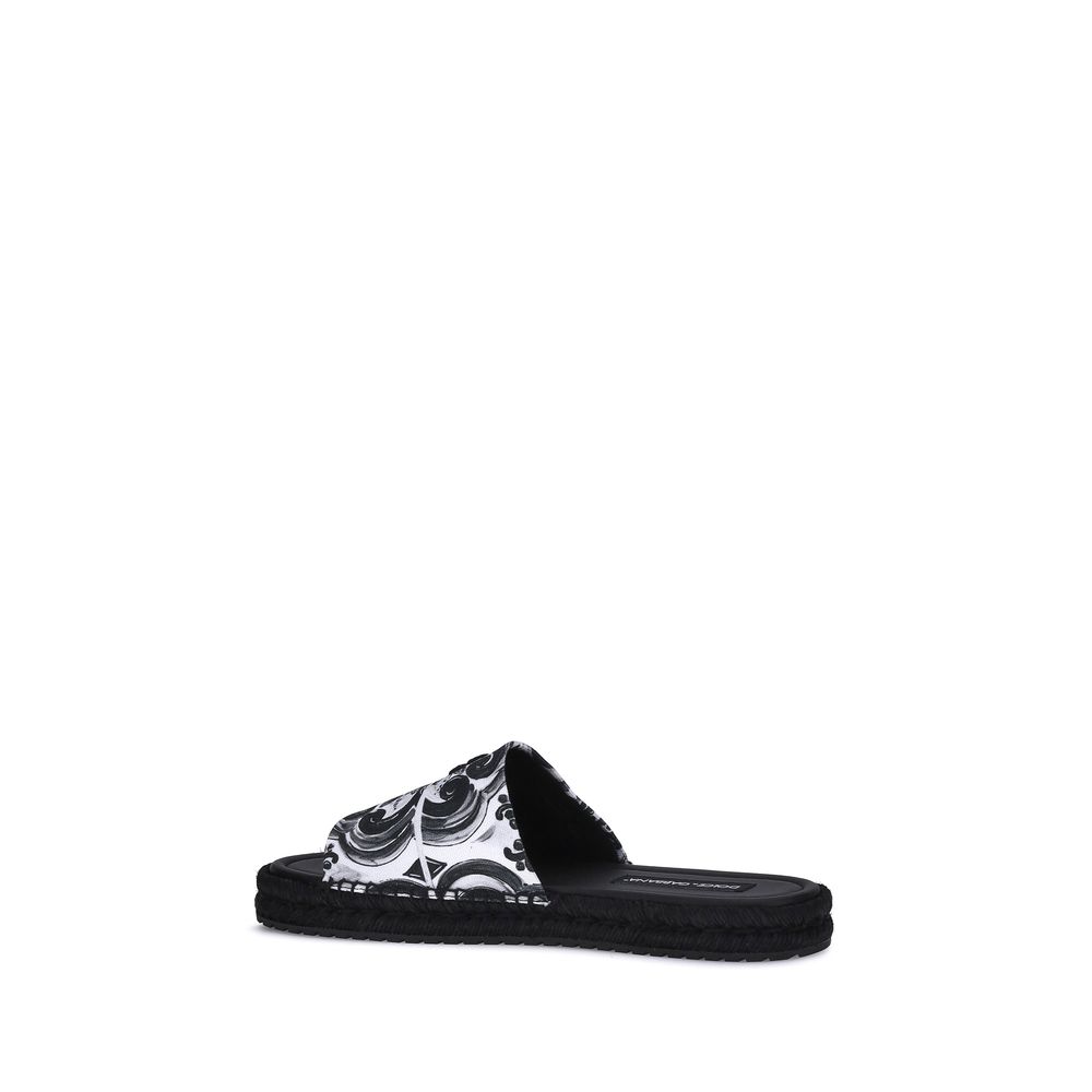 Dolce & Gabbana Black Cotton Sandals