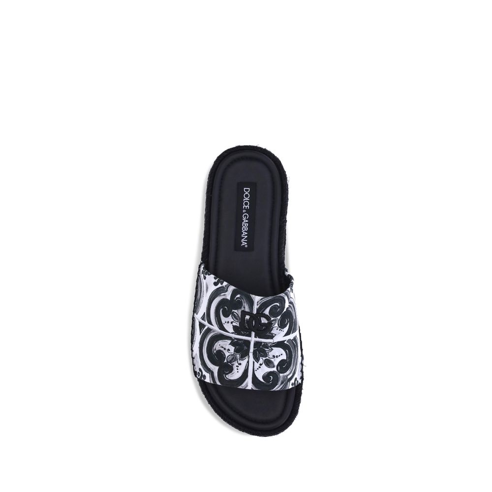 Dolce & Gabbana Black Cotton Sandals