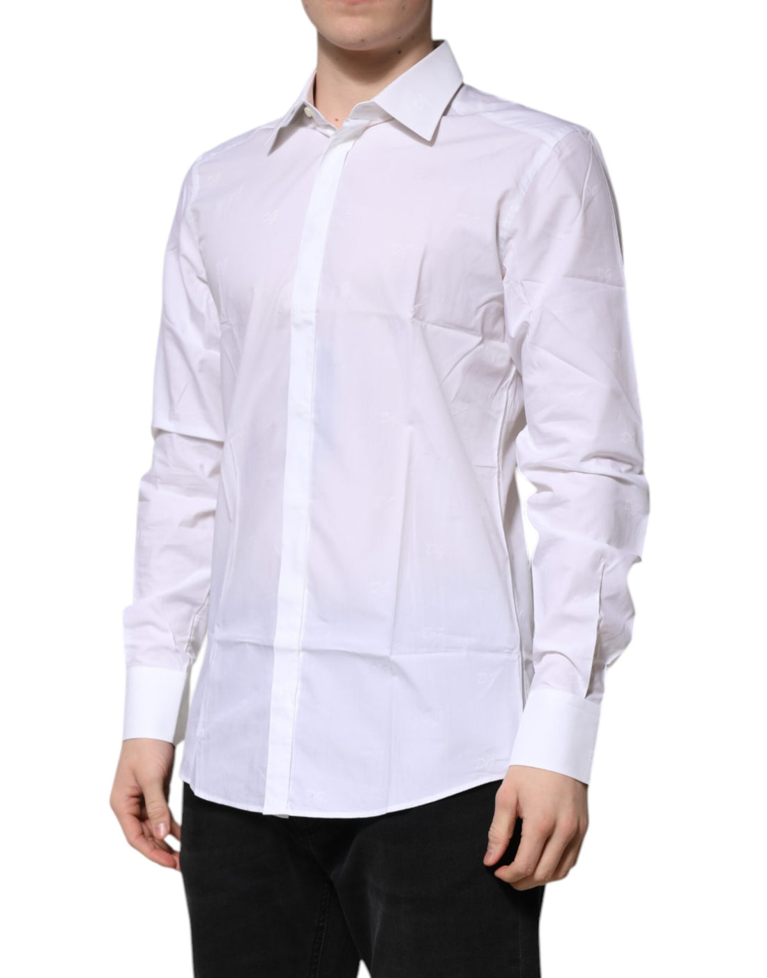 Dolce & Gabbana White Cotton GOLD Long Sleeves Formal Shirt