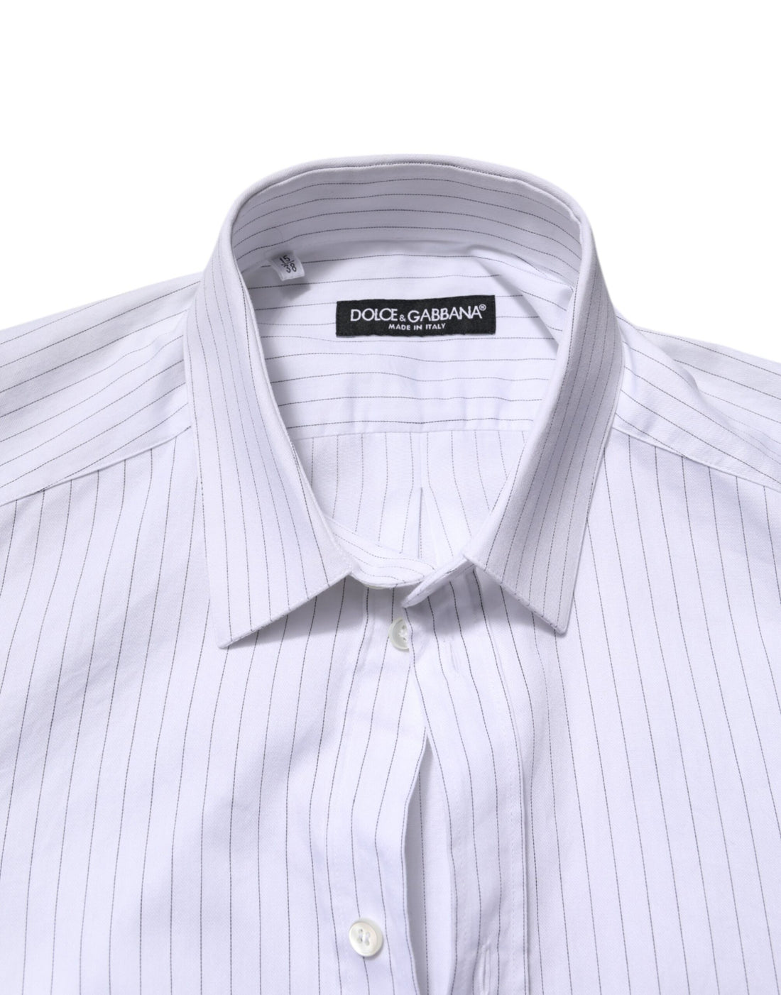 Dolce & Gabbana White Stripes Cotton Long Sleeve Formal Shirt