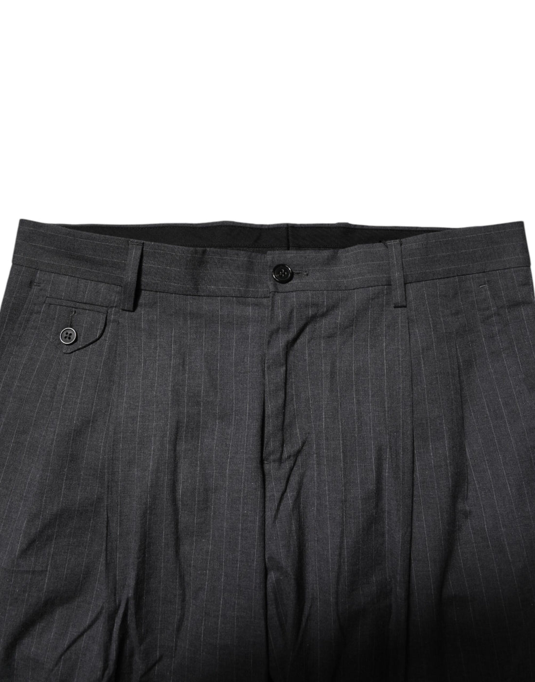Dolce & Gabbana Gray Striped Cotton Formal Pants