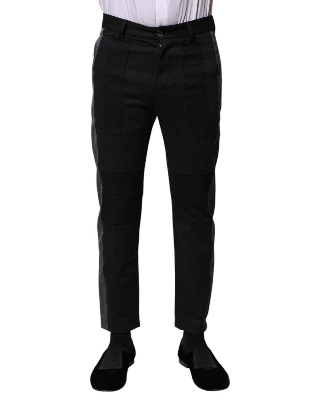 Dolce & Gabbana Black Gray Fantasy Cotton Formal Slim Pants