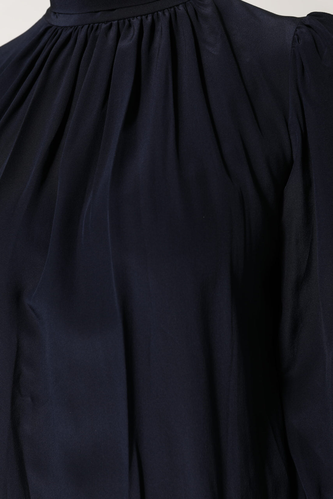 Dolce & Gabbana Blue Silk Mock Neck Long Sleeves Blouse Top