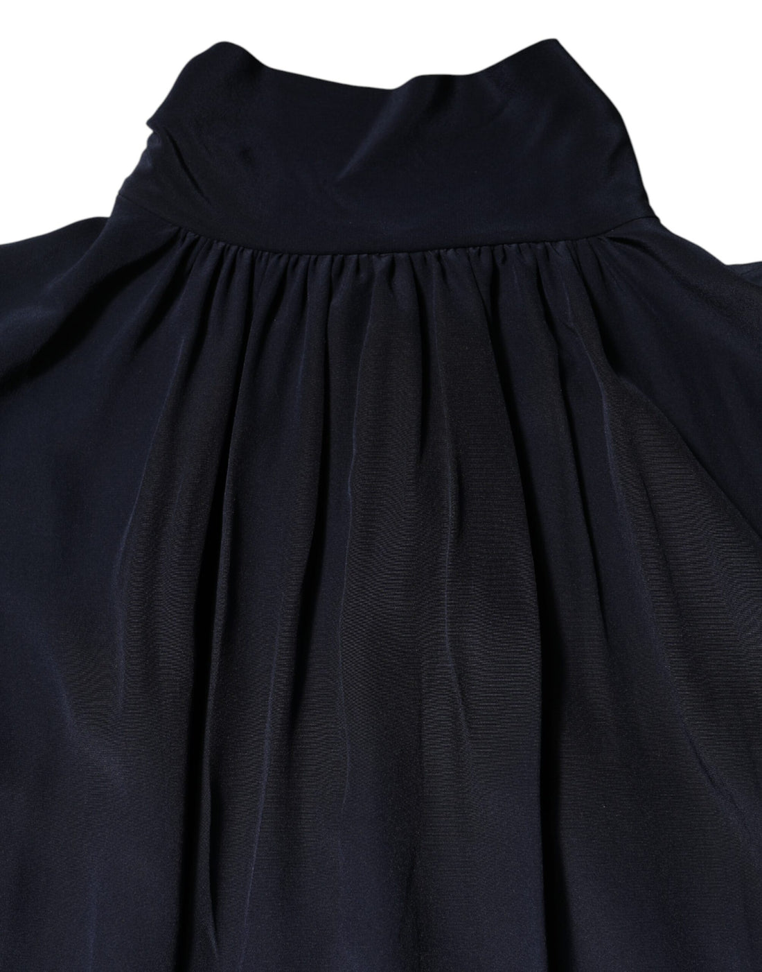 Dolce & Gabbana Blue Silk Mock Neck Long Sleeves Blouse Top