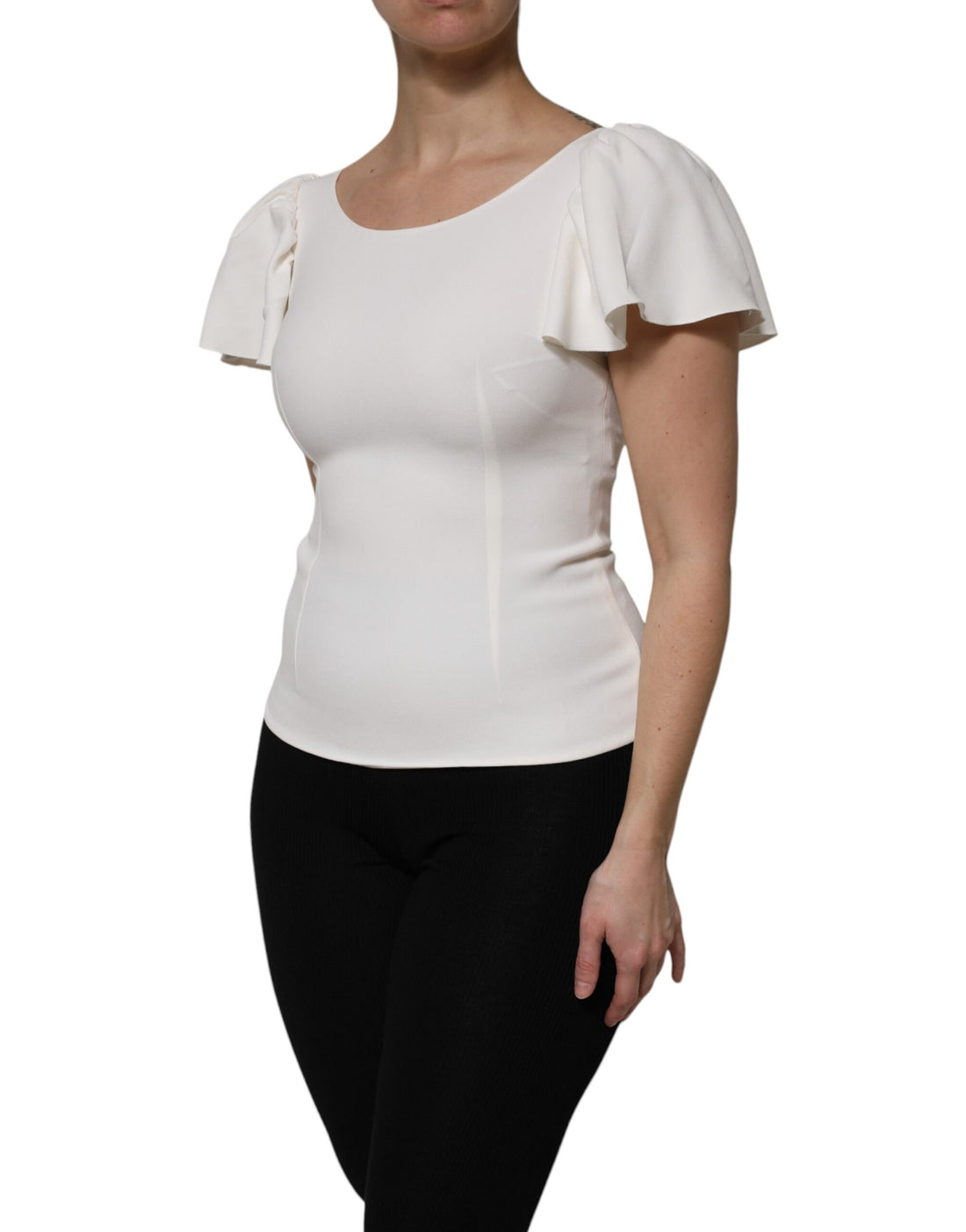 Dolce & Gabbana White Viscose Round Neck Short Sleeves Top