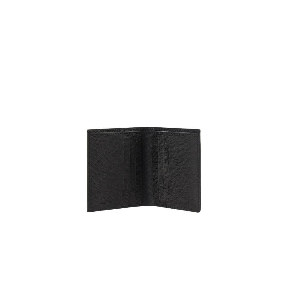 Prada Black Calf Leather Bos Taurus Wallet