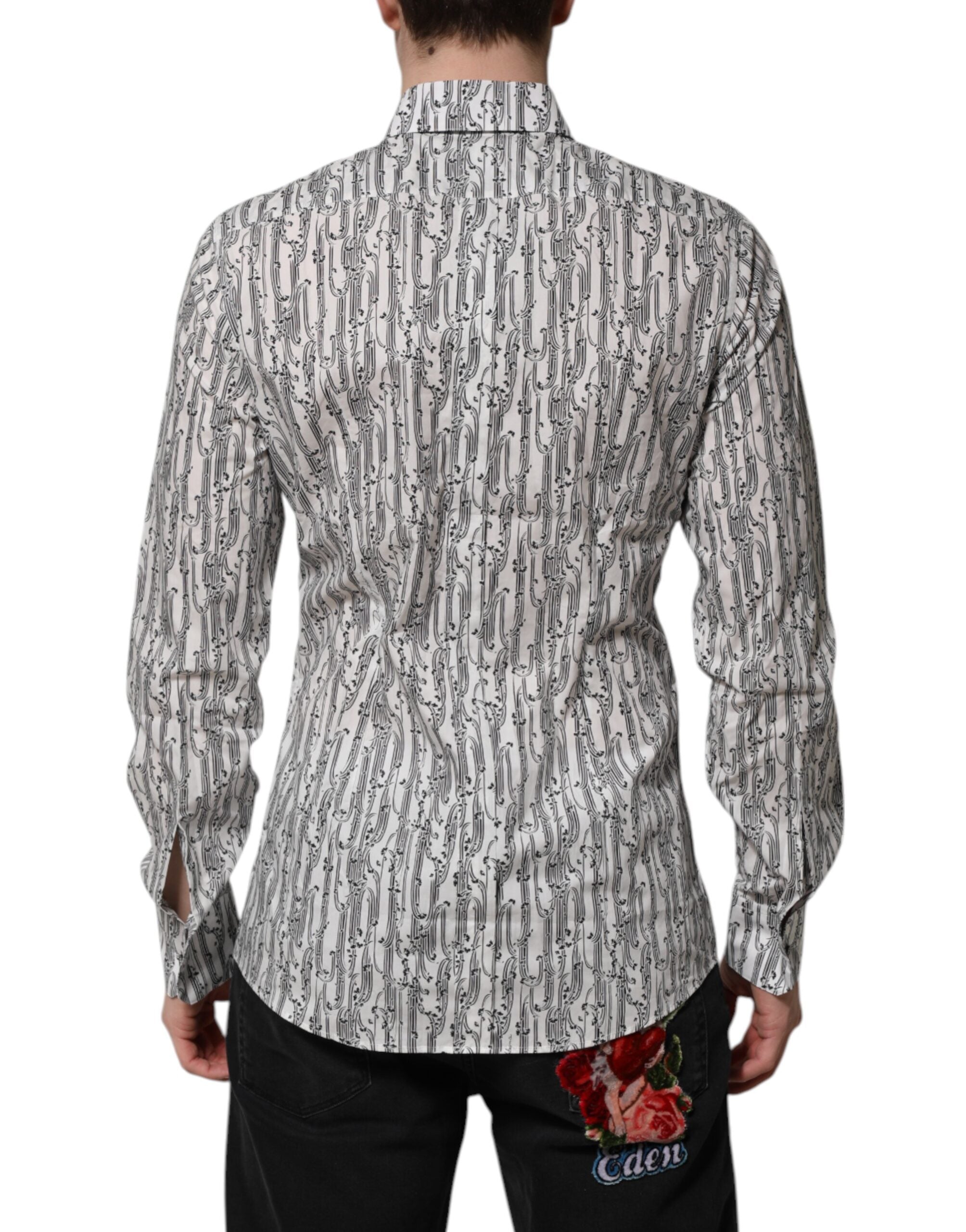 Dolce & Gabbana White Floral Print Casual Long Sleeves Shirt