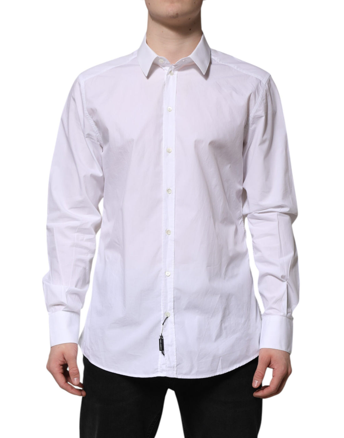 Dolce & Gabbana White Cotton GOLD Long Sleeves Dress Shirt
