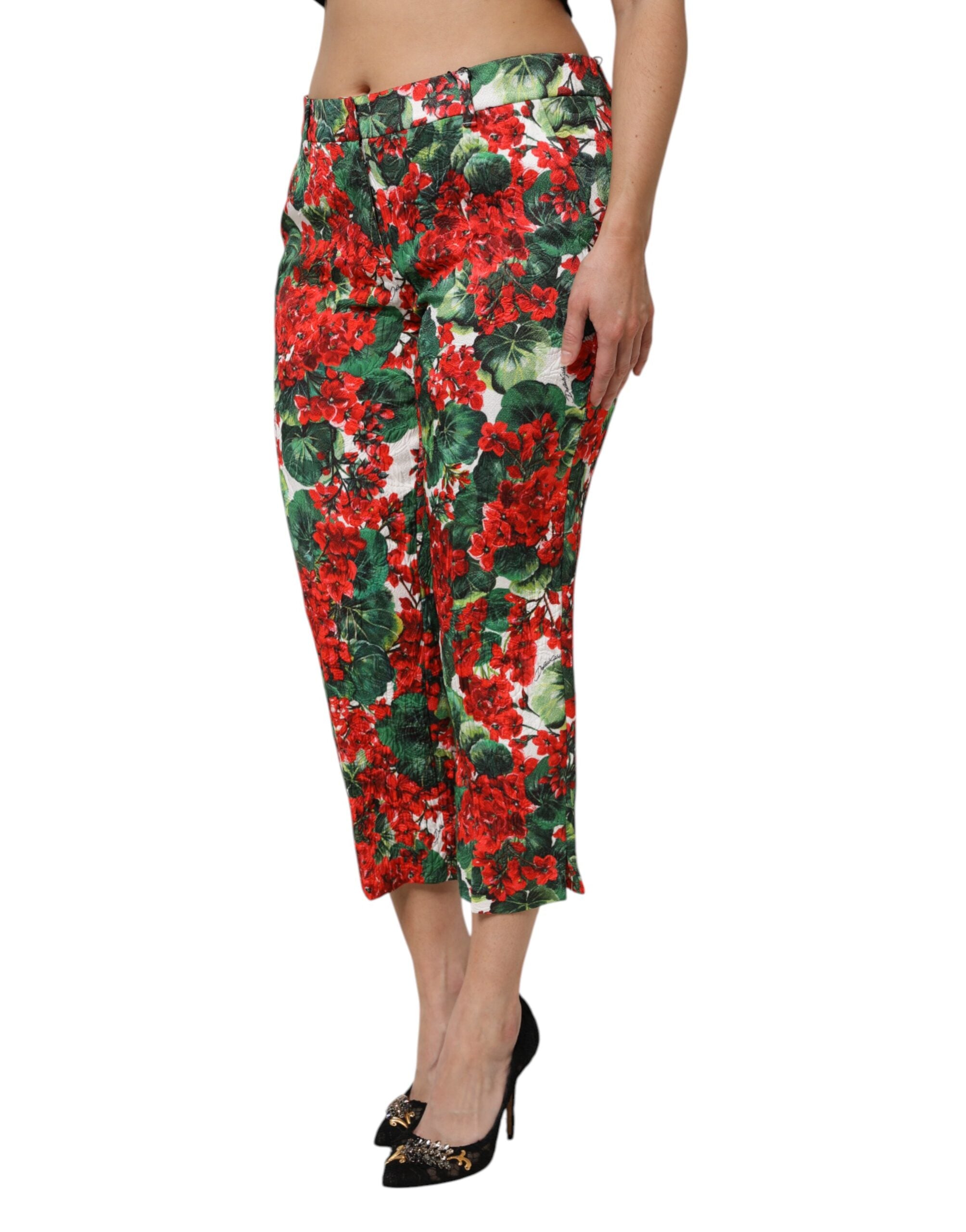 Dolce & Gabbana Multicolor Floral Print Cropped Pants