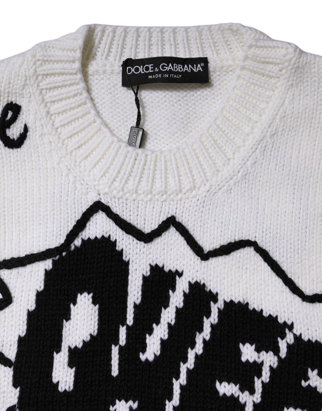 Dolce & Gabbana White Wool Knit Crew Neck Pullover Sweater