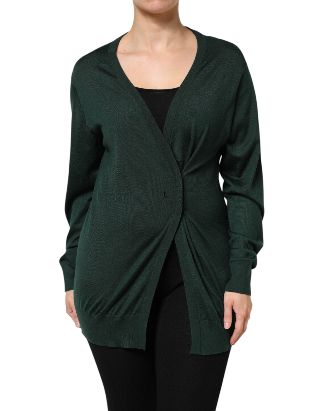 Dolce & Gabbana Dark Green Cashmere Silk Cardigan Sweater