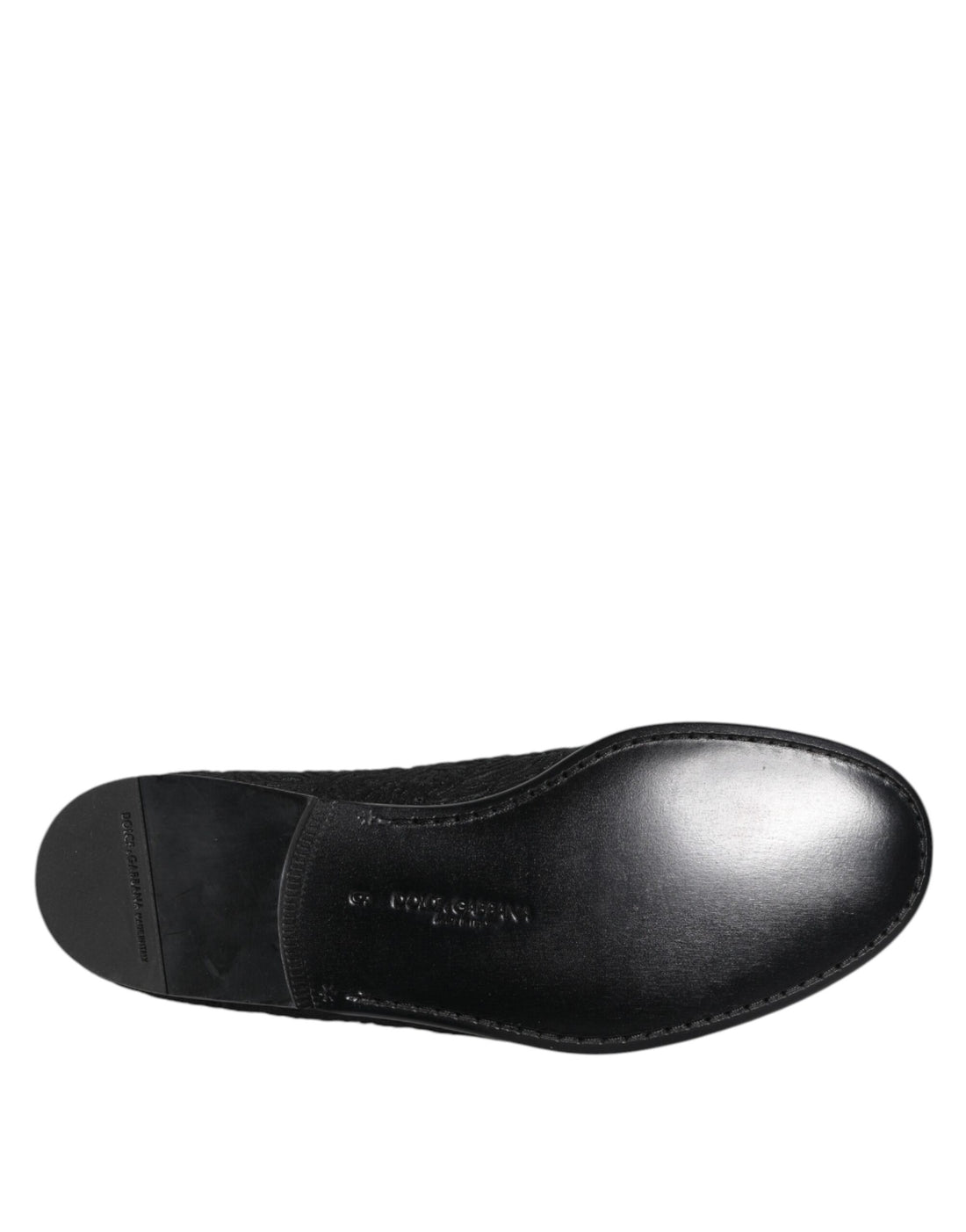 Dolce & Gabbana Black Jacquard Slip On Loafers Formal Shoes