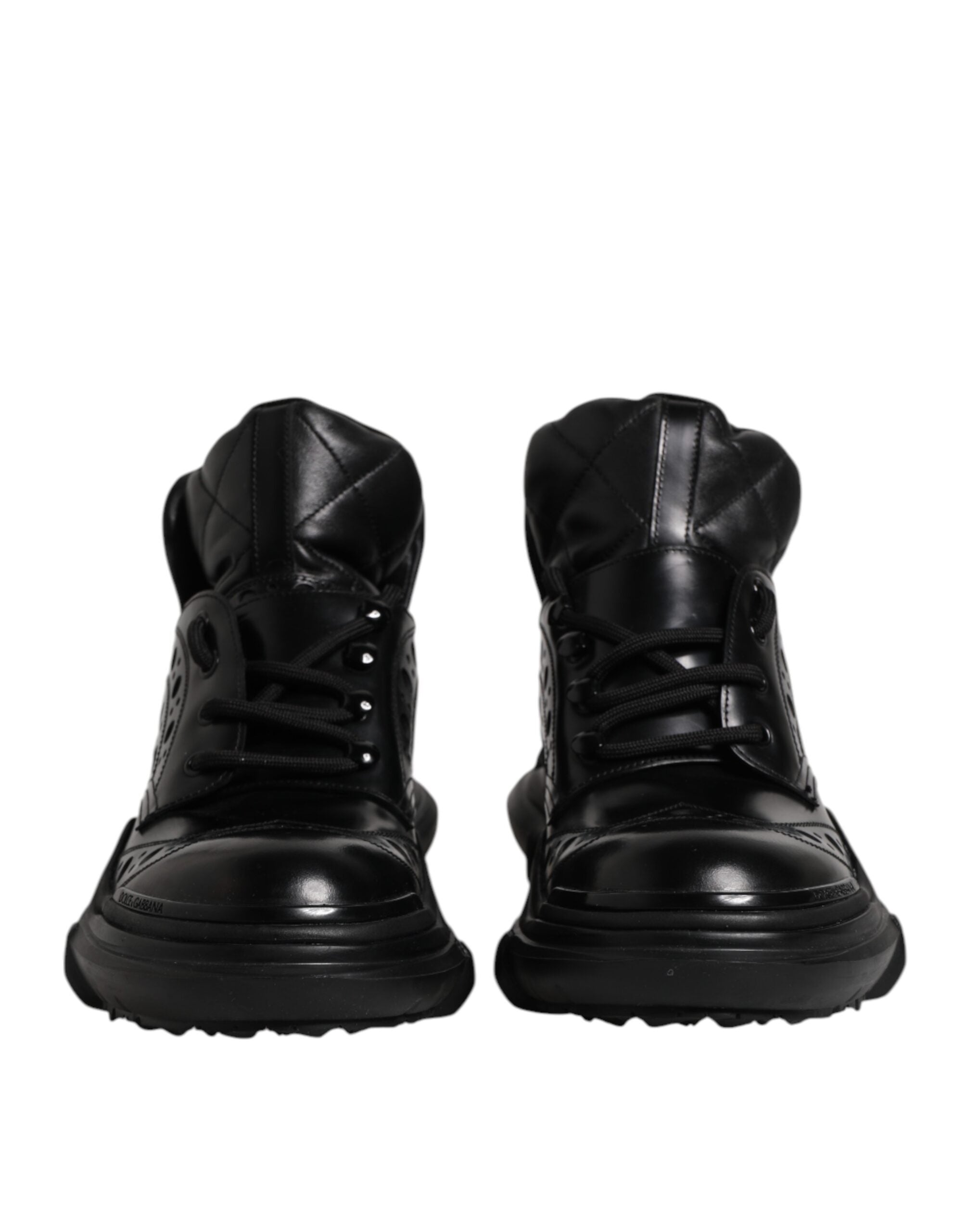 Dolce & Gabbana Black Leather Casual Mens Ankle Boots Shoes