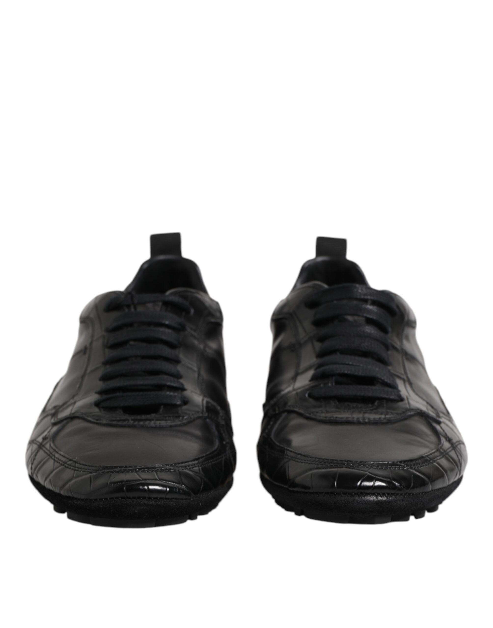 Dolce & Gabbana Black Exotic Leather Low Top Sneakers Shoes