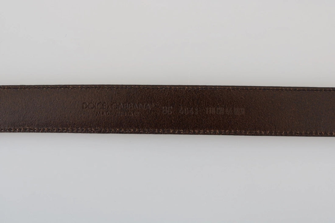 Dolce & Gabbana Blue Perforated Leather Gray Buckle Belt
