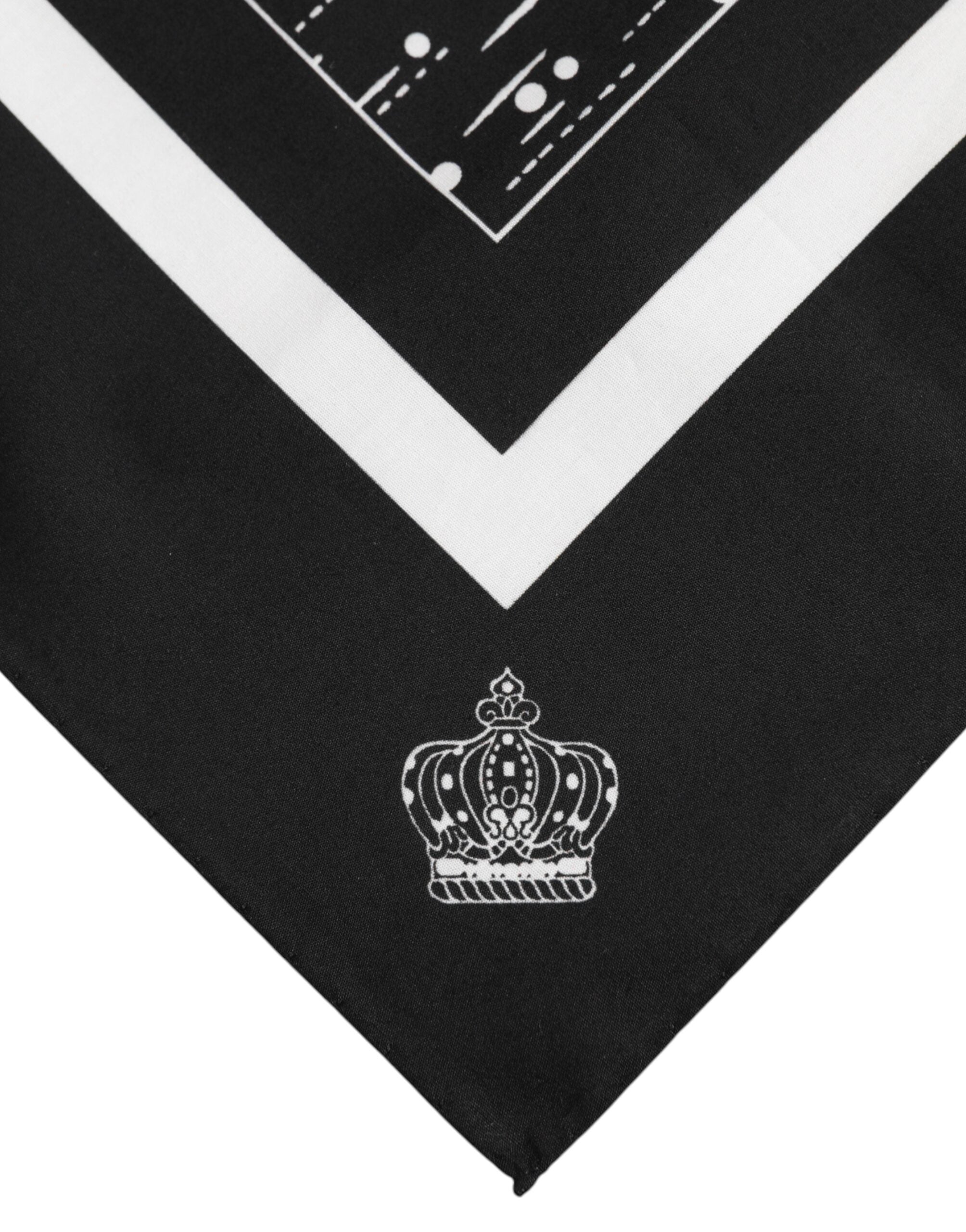 Dolce & Gabbana Black White Printed Square Foulard Scarf