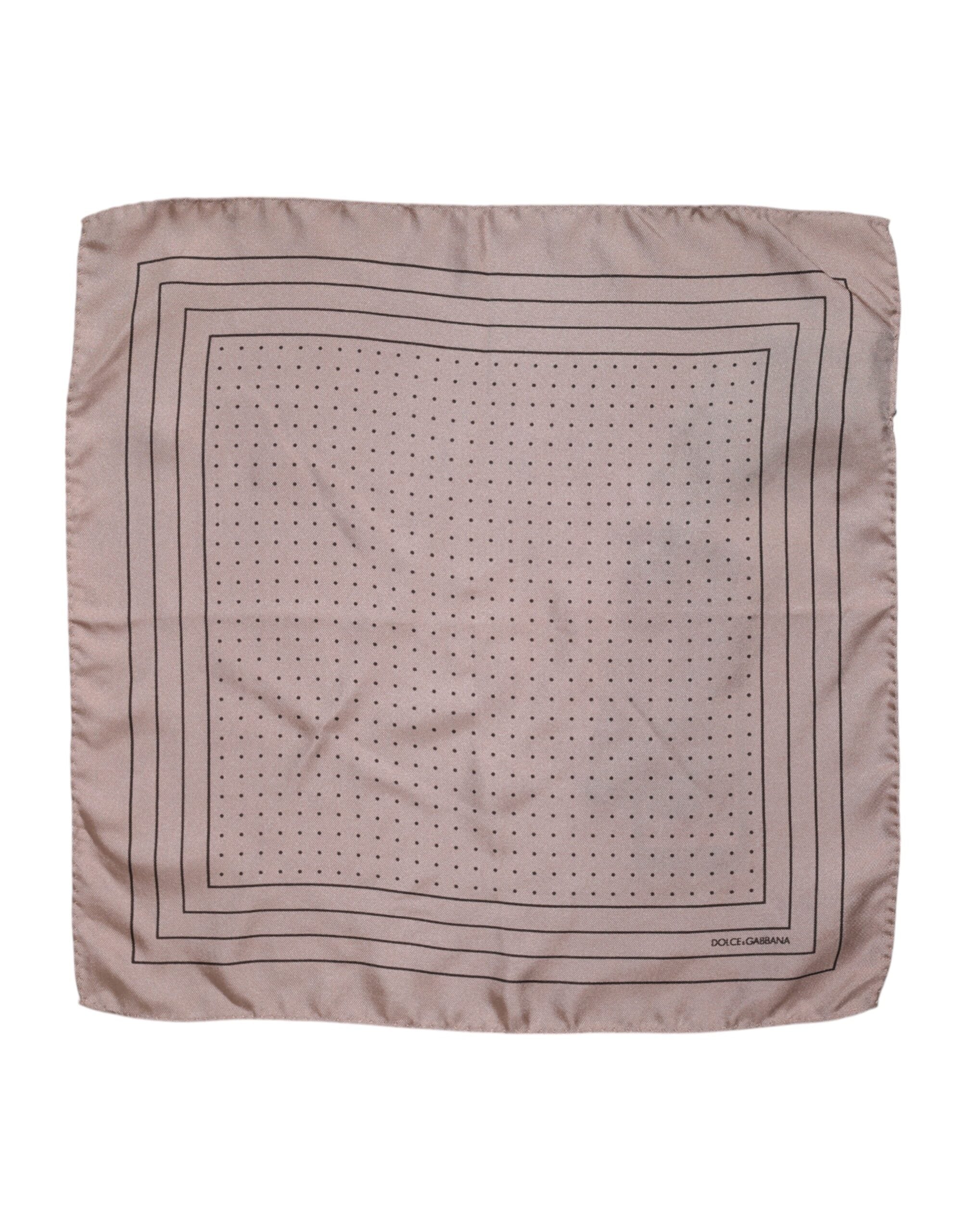Dolce & Gabbana Beige Dotted Silk Square Men Foulard Scarf