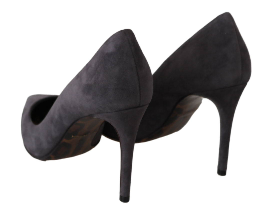 Dolce & Gabbana Gray Suede Leather Stiletto  Shoes Heels