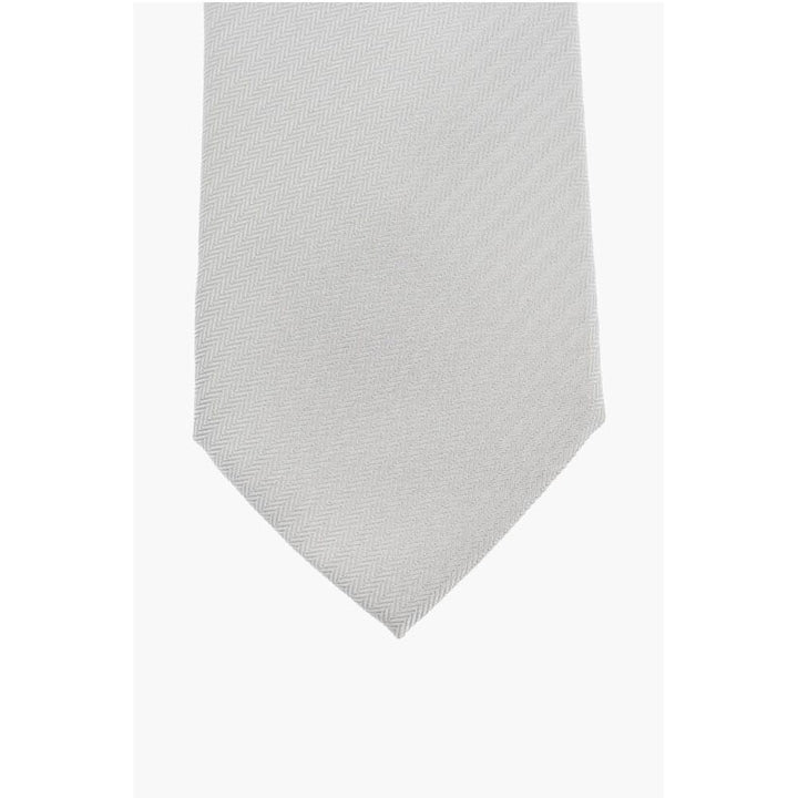 Corneliani Hand Stitched Herringbone Silk Tie