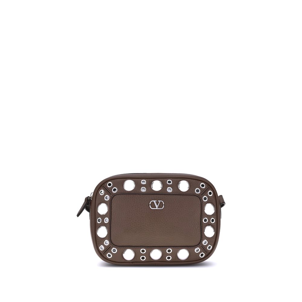 Valentino Garavani Brown Calf Leather Bos Taurus Shoulder Bag