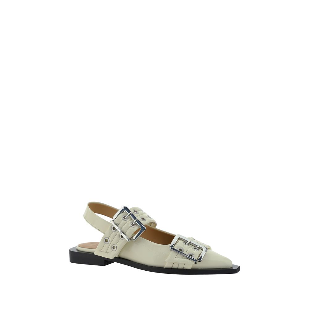 Ganni White Polyethylene Ballet Flats