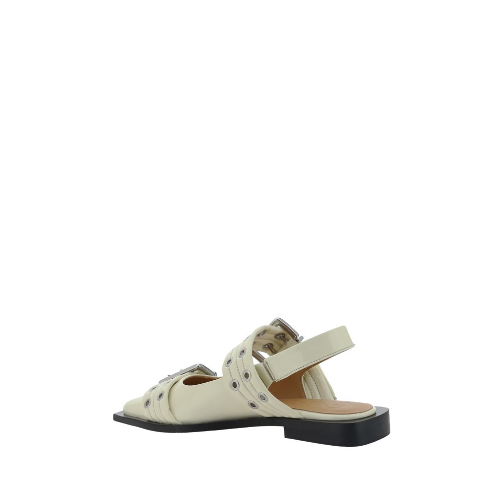 Ganni White Polyethylene Ballet Flats
