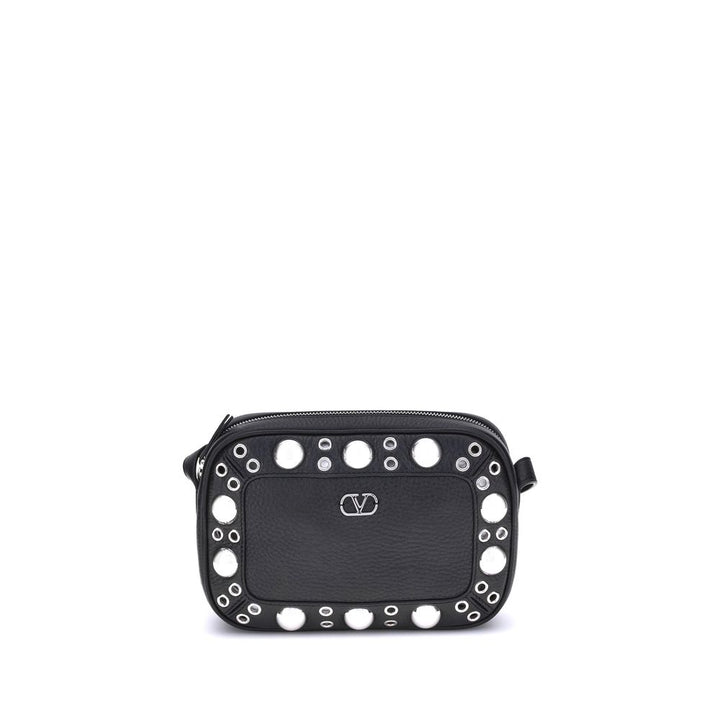 Valentino Garavani Black Calf Leather Bos Taurus Shoulder Bag