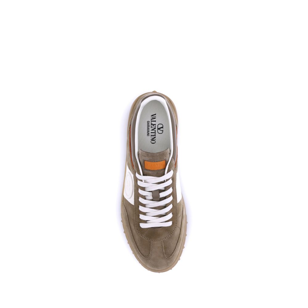 Valentino Garavani Brown Calf Leather Bos Taurus Chunky Sneakers