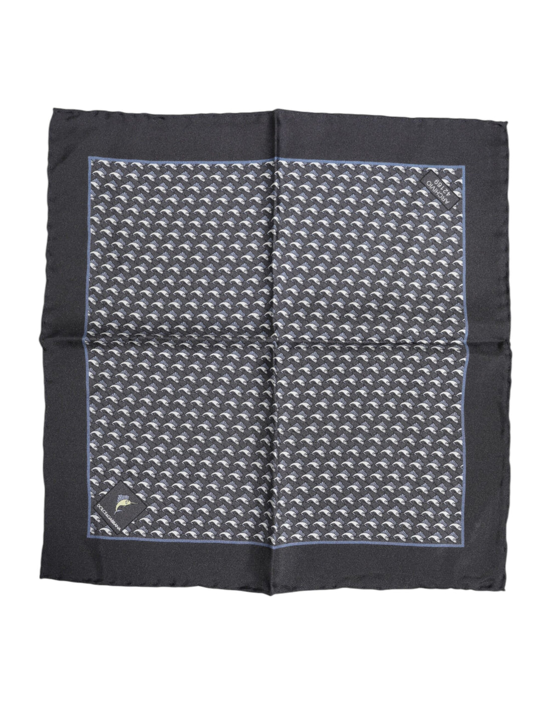 Dolce & Gabbana Black Fish Print Silk Square Men Foulard Scarf