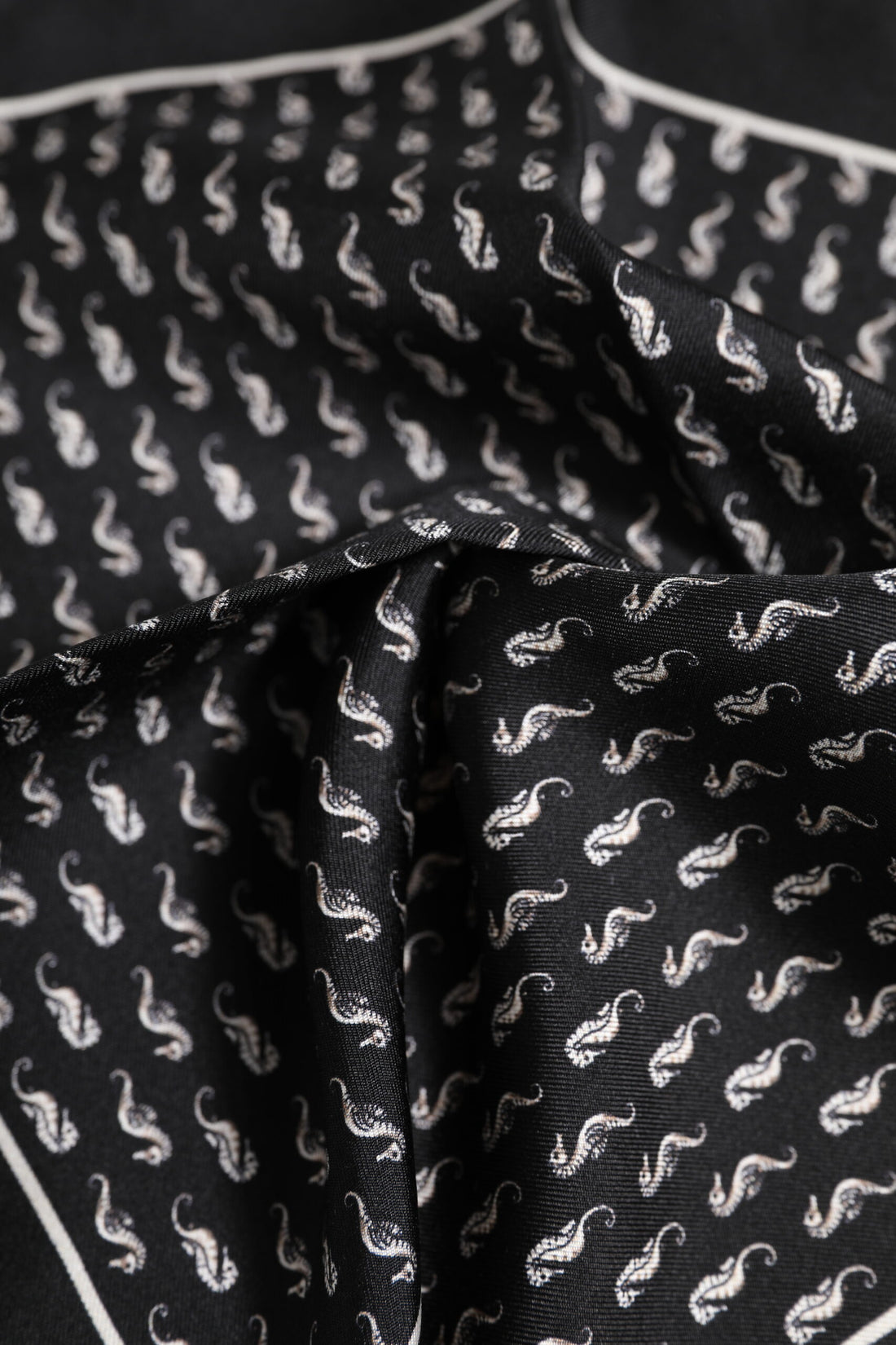 Dolce & Gabbana Black Sea Horse Silk Square Men Foulard Scarf