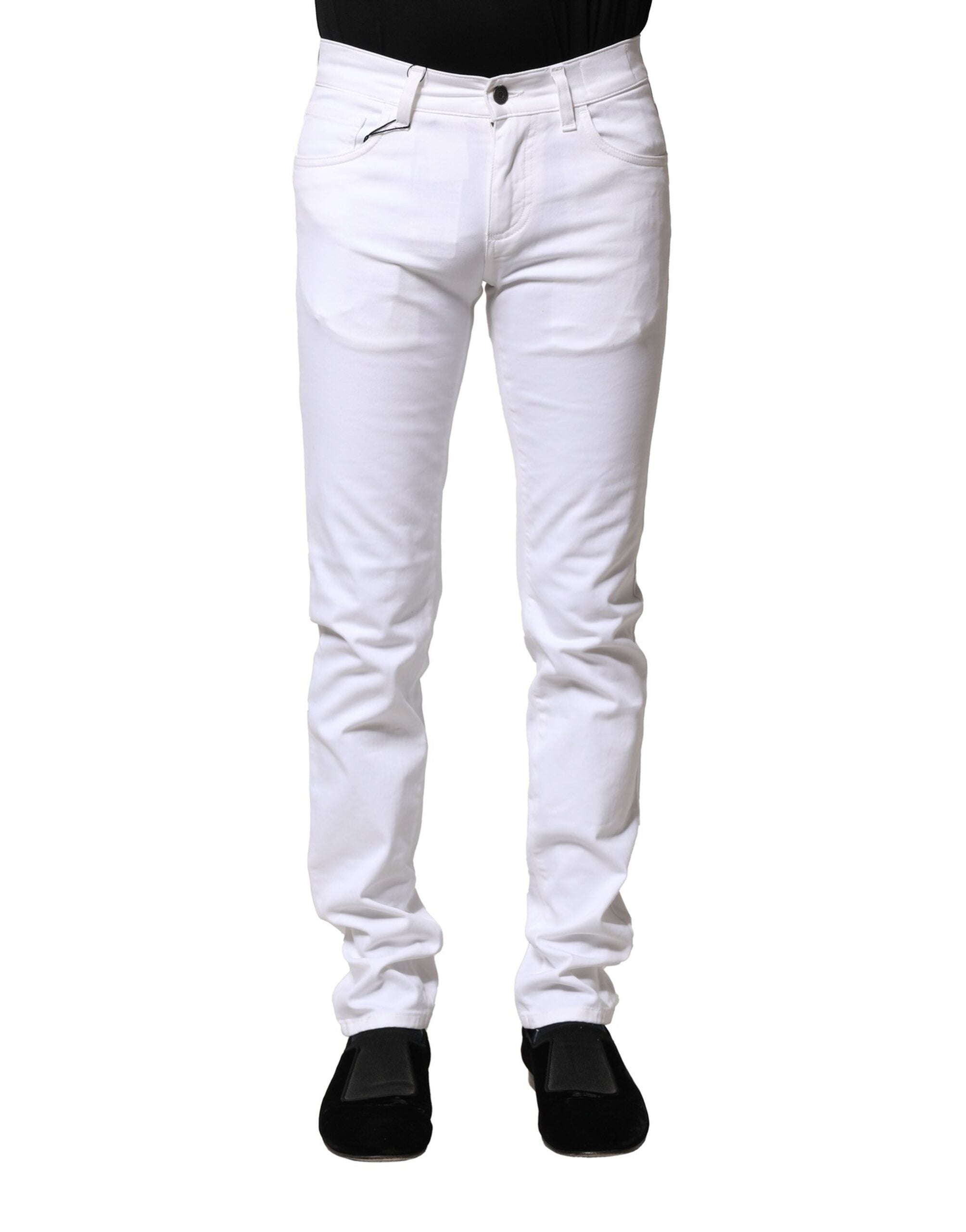 Dolce & Gabbana White Cotton Skinny Men Denim Jeans