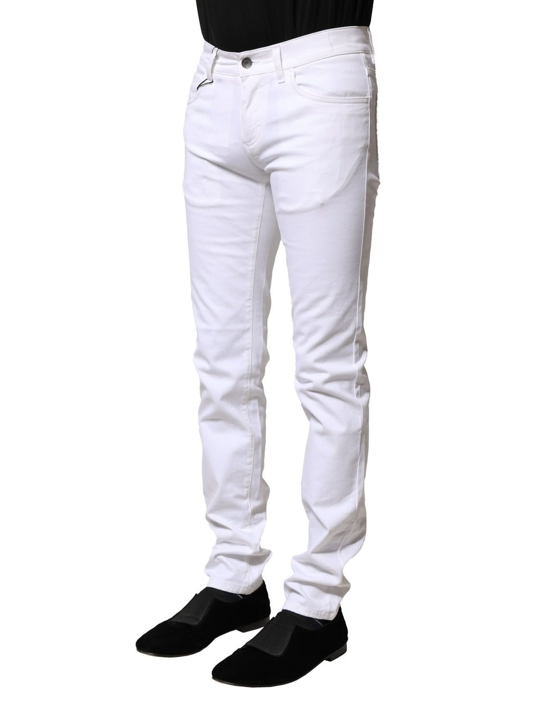 Dolce & Gabbana White Cotton Skinny Men Denim Jeans