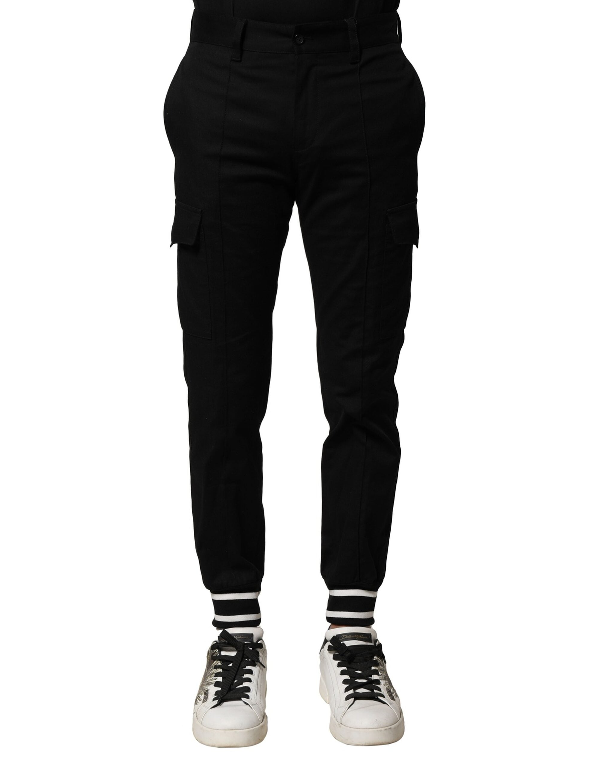 Dolce & Gabbana Black Cotton Cargo Joggers Men Pants